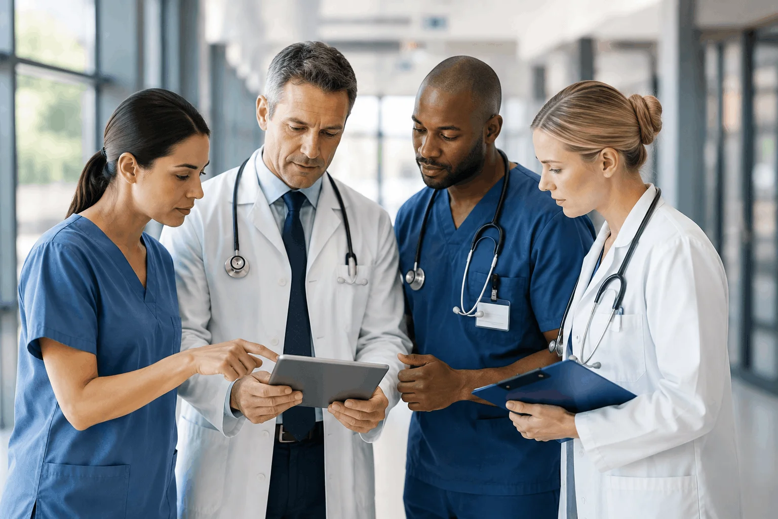 Professional team collaborating during a structured training session